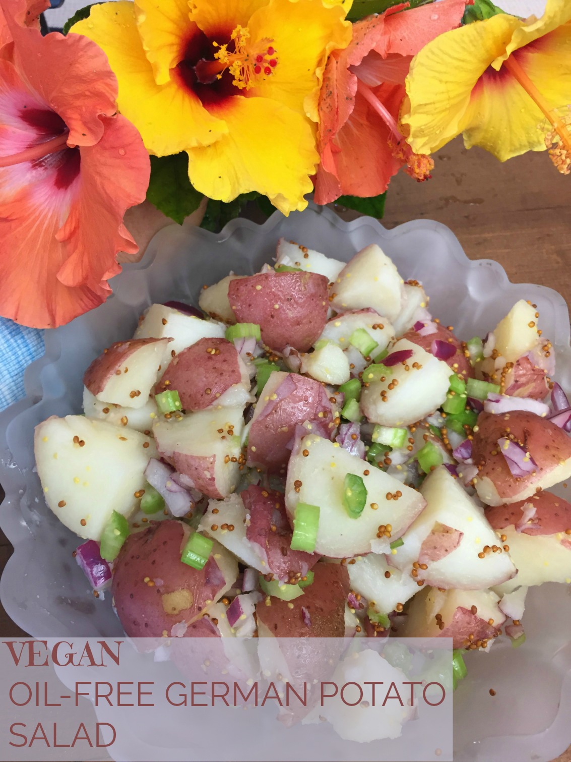 This vegan oil-free German potato salad is a light and tangy potato salad that is tasty as a side dish or a meal. It's great to share at potlucks!