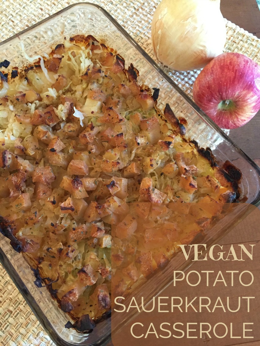 This vegan potato sauerkraut casserole is a warm, cozy and filling dish that you will love to feed your family and friends.