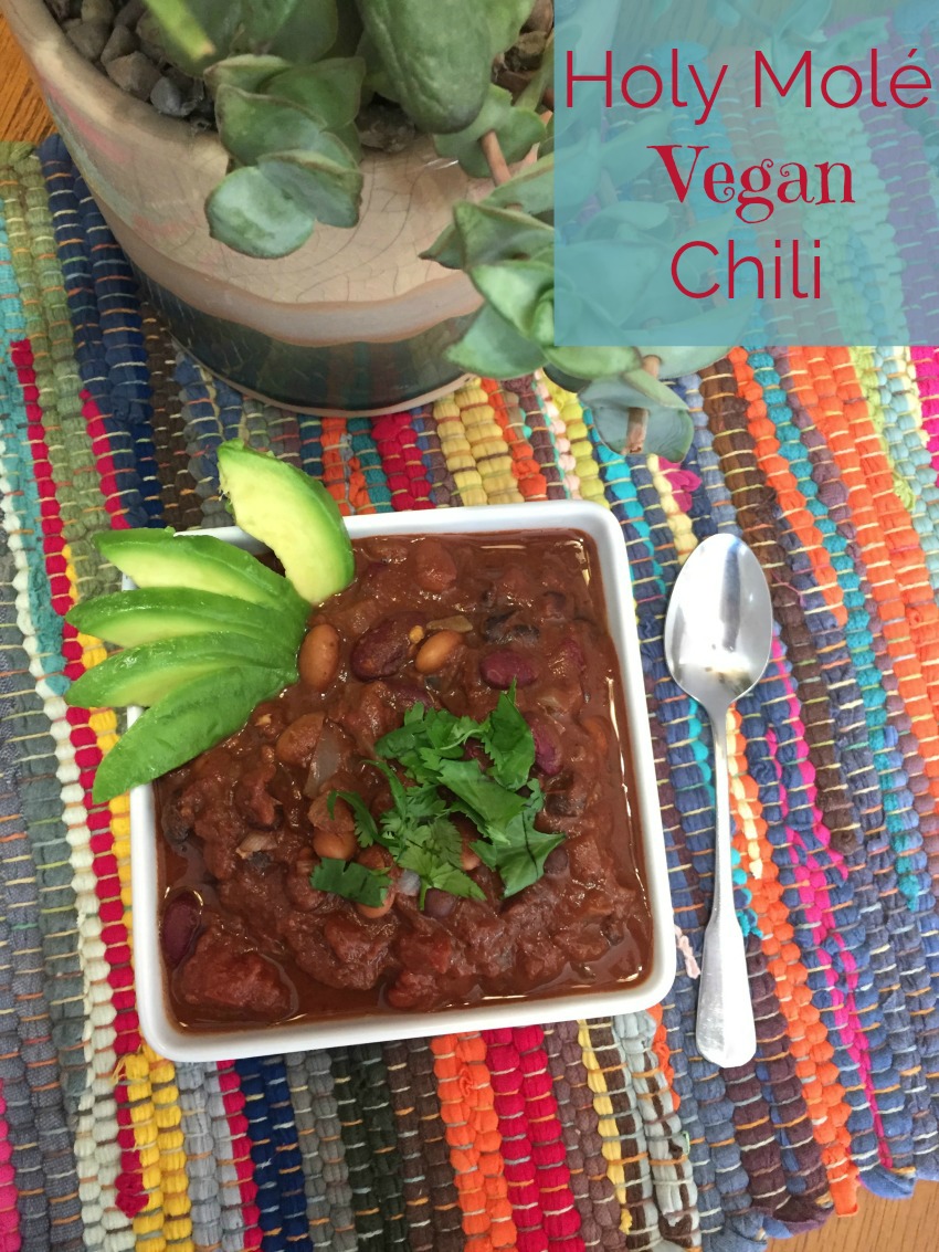 With three kinds of beans and a deep Molé flavor, this chili will have you bringing Holy Molé Vegan Chili to your table often and your potlucks, as well. 