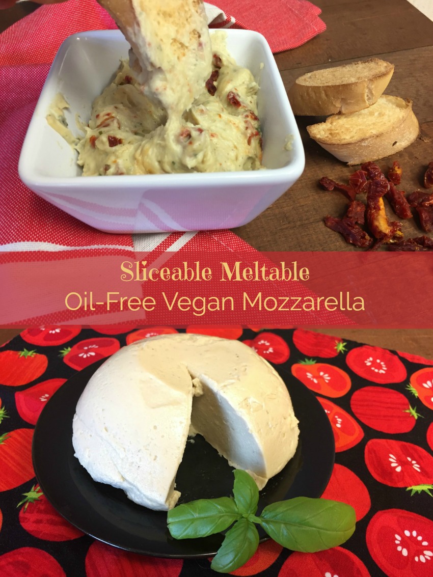 Add this Sliceable Meltable Oil-free Vegan Mozzarella to your recipe arsenal! It's perfect for spreading, slicing or scooping up with chips or bread.