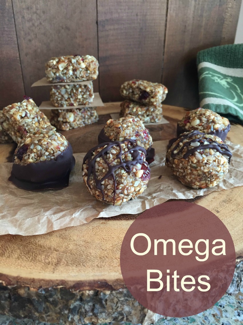 These little Omega Bites are a great source of Omega-3 fatty acids and are a tasty little snack. Great for packing in kid's lunch boxes too. 