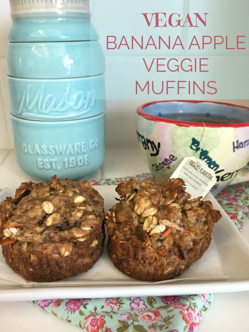 Grab a couple of these Vegan Banana Apple Veggie Muffins for a quick gluten-free, oil-free nutritious snack or a small breakfast when you're in a hurry.