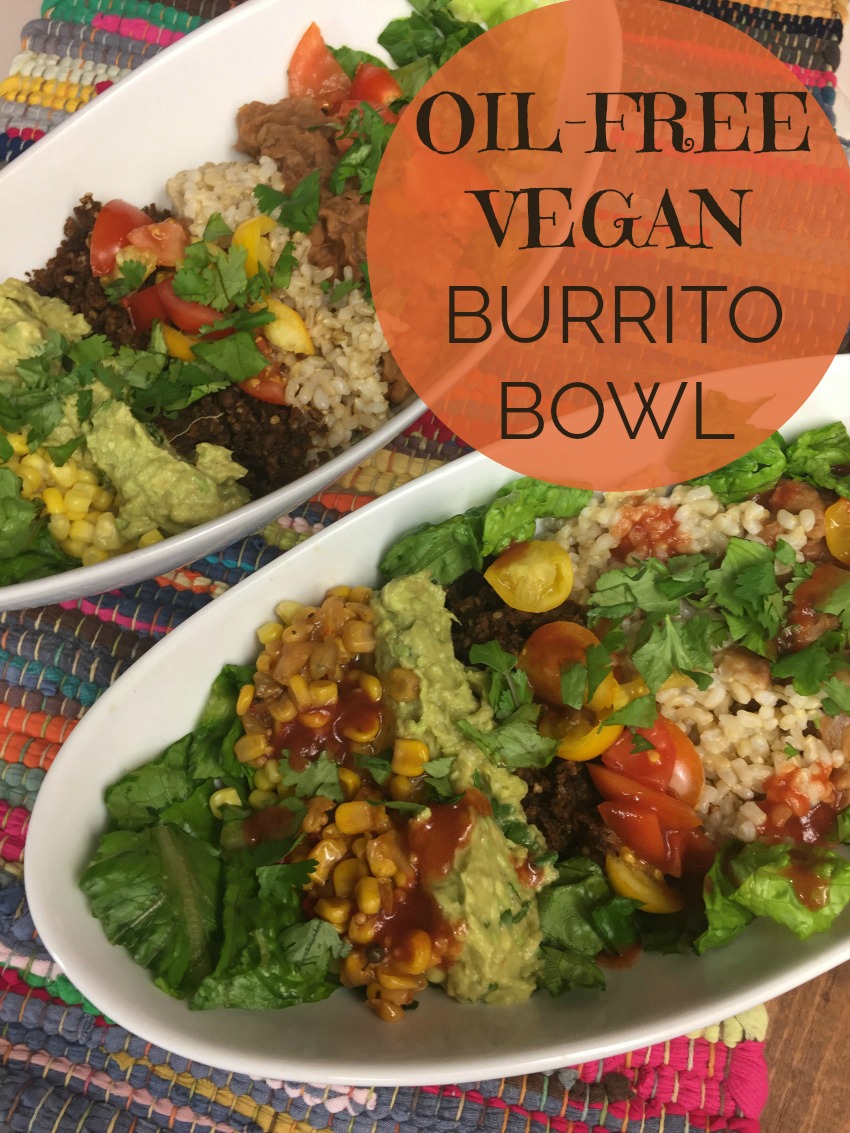 Eat more burrito bowls! Having the ingredients for these Oil-Free Vegan Burrito Bowls on hand will make life easier and your body healthier. 