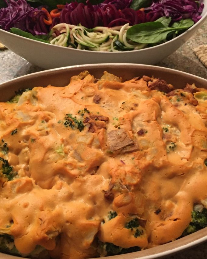 Vegan Cheesy Potato Broccoli Casserole