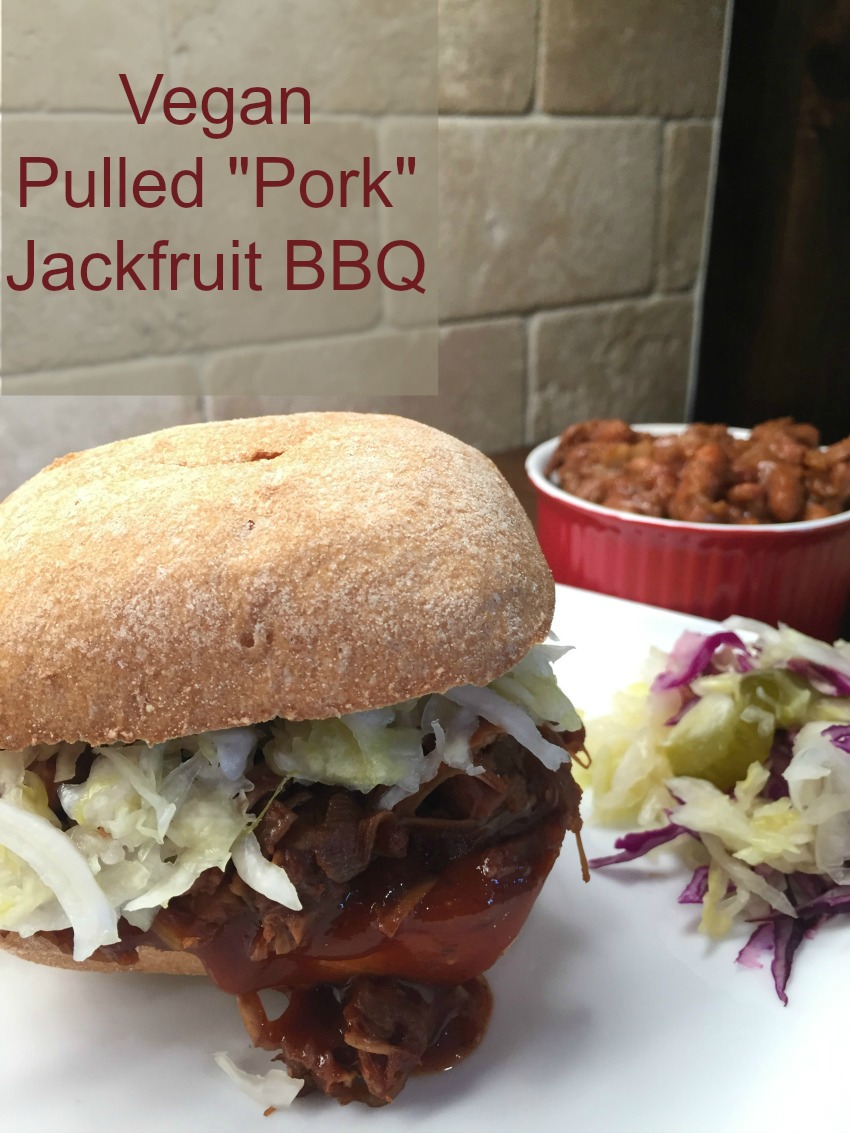 This recipe for Vegan Pulled "pork" Jackfruit BBQ uses just a few ingredients.  It's so meaty, even non-vegans will love it.