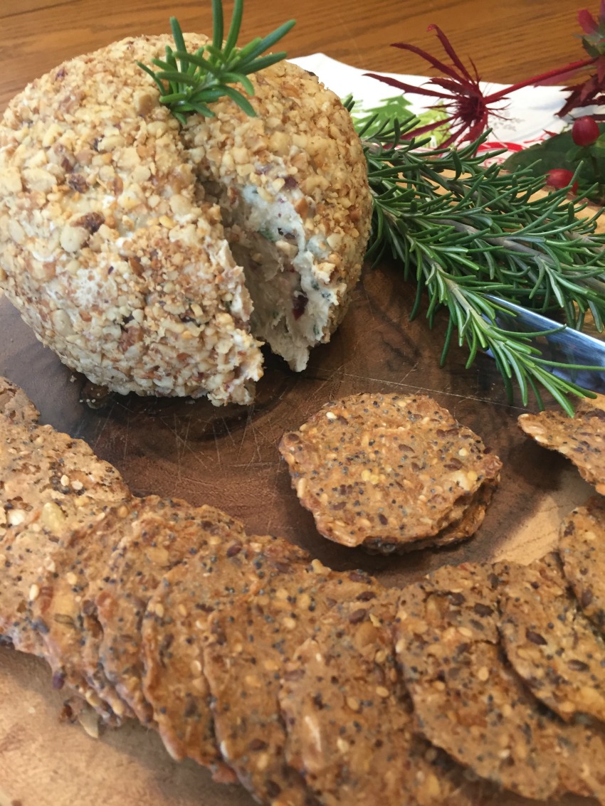 Vegan Cheese Ball with Rosemary and Cranberries