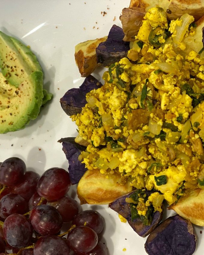 Tofu Scramble with Spinach and Sausage