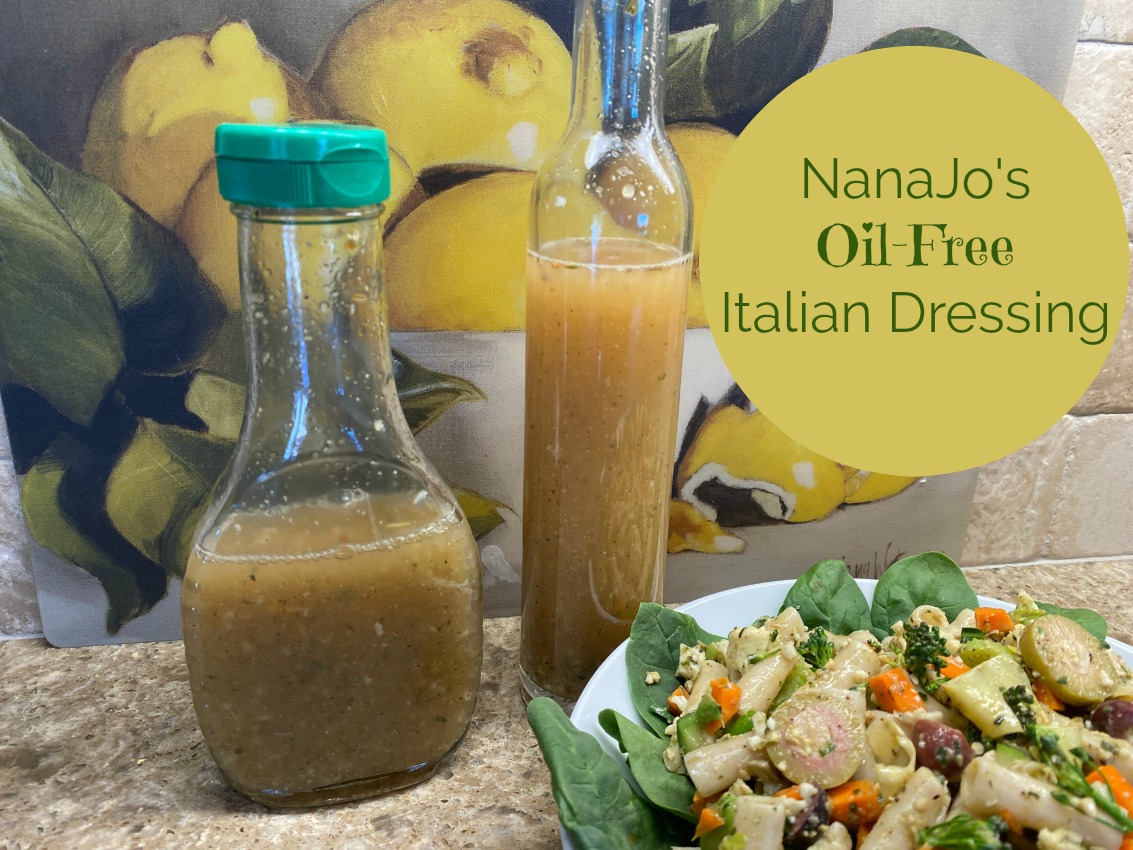 Zesty and bursting with flavor, NanaJo's Oil-Free Italian Dressing is perfect for many types of salads and especially good on a pasta salad. 