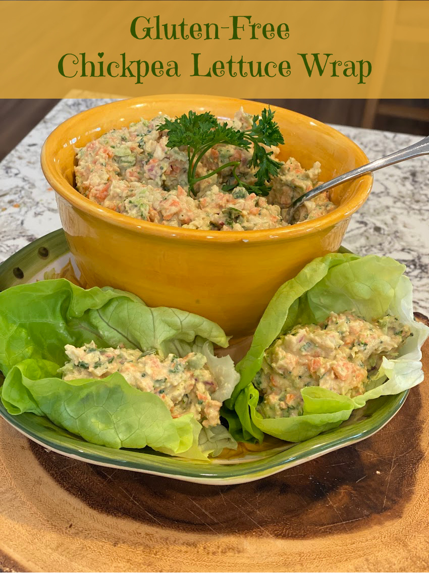 These Gluten-Free Chickpea Lettuce Wraps are packed full of veggies! The filling can be made into a delicious wrap, dip, or sandwich.